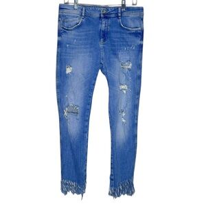 Zara Trafaluc | Distressed Frayed Hem Jeans | Size 8 | EUC